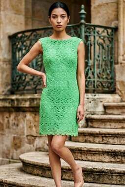 Lauren Ralph Lauren Green Floral Lace Sheath Dress Size 12